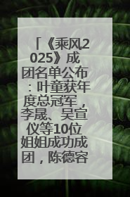 《乘风2025》成团名单公布：叶童获年度总冠军，李晟、吴宣仪等10位姐姐成功成团，陈德容获年度高光人物