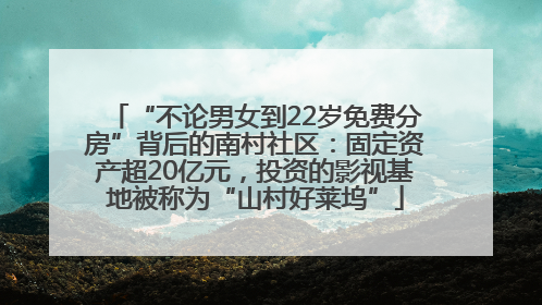 “不论男女到22岁免费分房”背后的南村社区：固定资产超20亿元，投资的影视基地被称为“山村好莱坞”