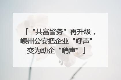 “共富警务”再升级，嵊州公安把企业“呼声”变为助企“哨声”