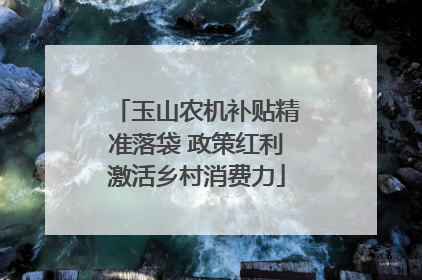 玉山农机补贴精准落袋 政策红利激活乡村消费力