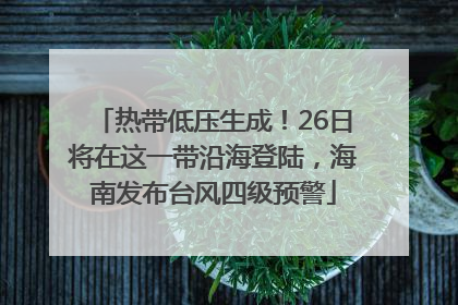 热带低压生成！26日将在这一带沿海登陆，海南发布台风四级预警