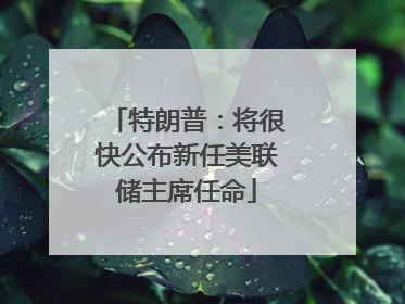 特朗普：将很快公布新任美联储主席任命