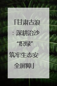 甘肃古浪：深耕治沙“织绿” 筑牢生态安全屏障