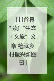 甘谷县 写好“生态+文旅”文章 绘就乡村振兴新图景