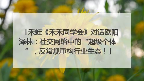 禾蛙《禾禾同学会》对话欧阳泽林：社交网络中的“超级个体”，反常规重构行业生态！