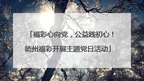福彩心向党，公益践初心！德州福彩开展主题党日活动