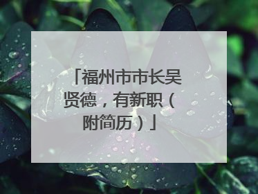 福州市市长吴贤德，有新职（附简历）
