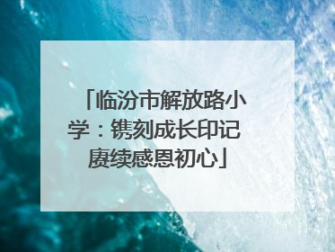 临汾市解放路小学：镌刻成长印记 赓续感恩初心