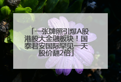 一张牌照引爆A股港股大金融板块！国泰君安国际罕见一天股价翻2倍