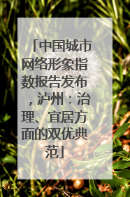 中国城市网络形象指数报告发布，泸州：治理、宜居方面的双优典范