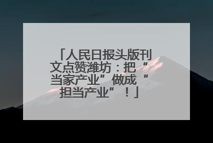 人民日报头版刊文点赞潍坊：把“当家产业”做成“担当产业”！