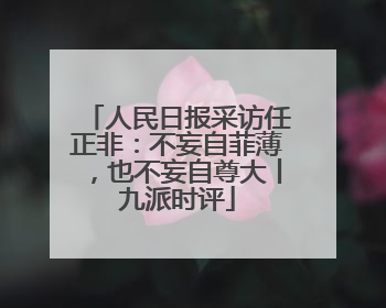 人民日报采访任正非：不妄自菲薄，也不妄自尊大丨九派时评