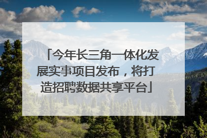 今年长三角一体化发展实事项目发布，将打造招聘数据共享平台