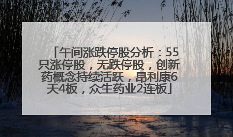 午间涨跌停股分析：55只涨停股，无跌停股，创新药概念持续活跃，昂利康6天4板，众生药业2连板