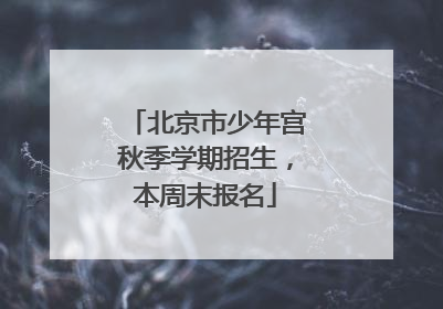 北京市少年宫秋季学期招生，本周末报名