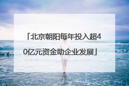 北京朝阳每年投入超40亿元资金助企业发展