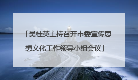 吴桂英主持召开市委宣传思想文化工作领导小组会议
