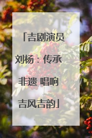 吉剧演员刘杨：传承非遗 唱响吉风吉韵