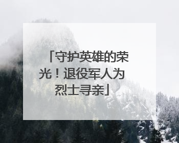 守护英雄的荣光！退役军人为烈士寻亲
