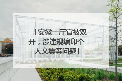 安徽一厅官被双开，涉违规编印个人文集等问题
