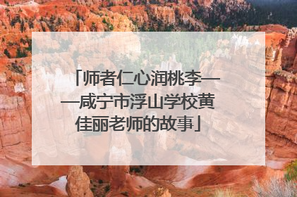 师者仁心润桃李——咸宁市浮山学校黄佳丽老师的故事