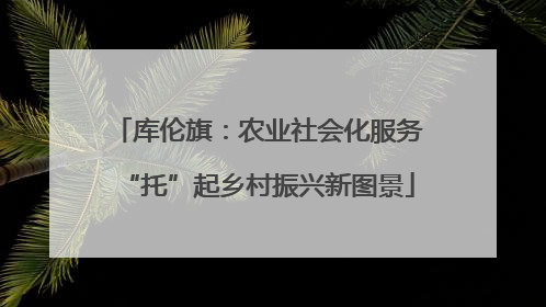 库伦旗：农业社会化服务“托”起乡村振兴新图景