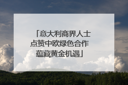 意大利商界人士点赞中欧绿色合作蕴藏黄金机遇