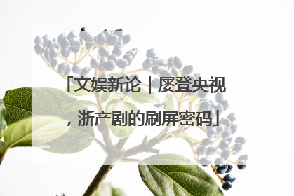 文娱新论｜屡登央视，浙产剧的刷屏密码