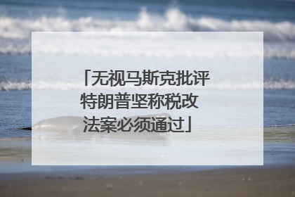 无视马斯克批评 特朗普坚称税改法案必须通过