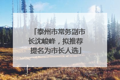 泰州市常务副市长沈峻峰，拟推荐提名为市长人选