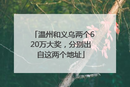 温州和义乌两个620万大奖，分别出自这两个地址