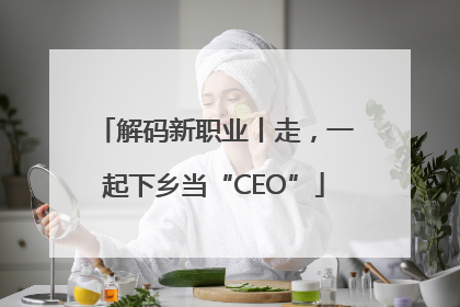 解码新职业丨走，一起下乡当“CEO”
