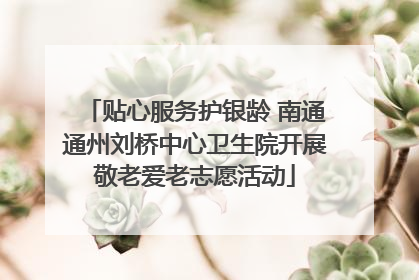 贴心服务护银龄 南通通州刘桥中心卫生院开展敬老爱老志愿活动