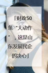 财政50条“大动作”，这是山东发展民企的决心