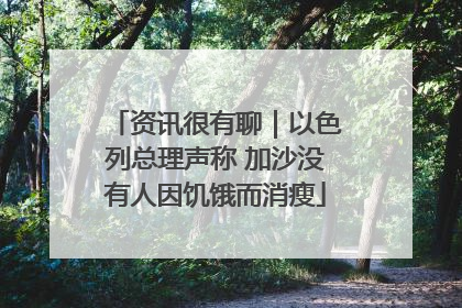资讯很有聊｜以色列总理声称 加沙没有人因饥饿而消瘦