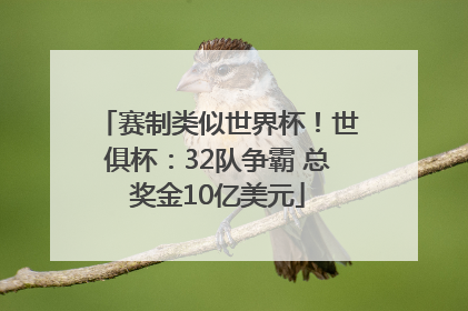 赛制类似世界杯！世俱杯：32队争霸 总奖金10亿美元