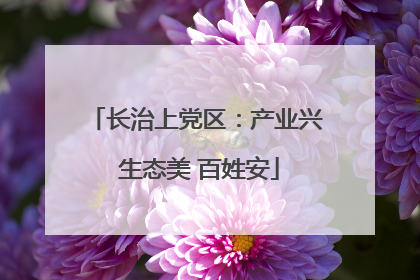 长治上党区：产业兴 生态美 百姓安