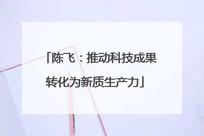 陈飞：推动科技成果转化为新质生产力