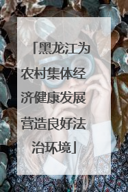 黑龙江为农村集体经济健康发展营造良好法治环境