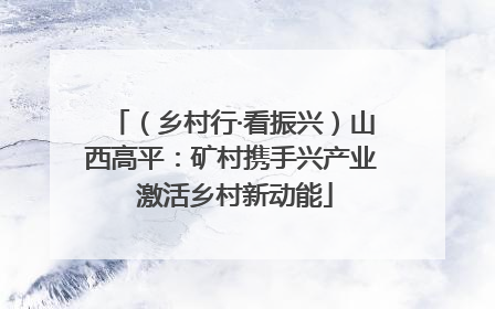 （乡村行·看振兴）山西高平：矿村携手兴产业 激活乡村新动能