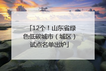 12个！山东省绿色低碳城市（城区）试点名单出炉