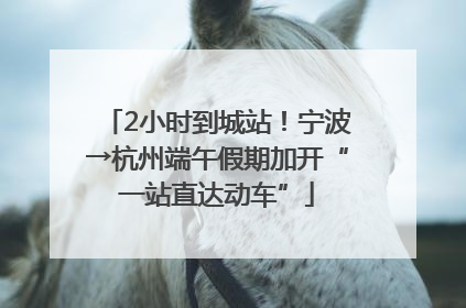 2小时到城站！宁波→杭州端午假期加开“一站直达动车”