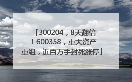 300204，8天翻倍！600358，重大资产重组，近百万手封死涨停