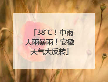 38℃！中雨大雨暴雨！安徽天气大反转